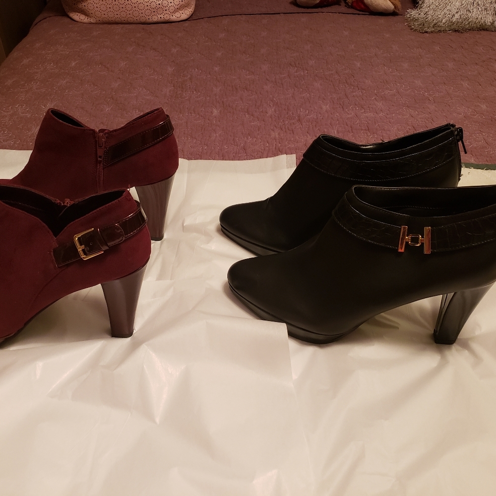 2 pair of heeled ankle boots